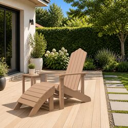 Garden Adirondack Chair with Detachable Footstool Outdoor Seating Brown