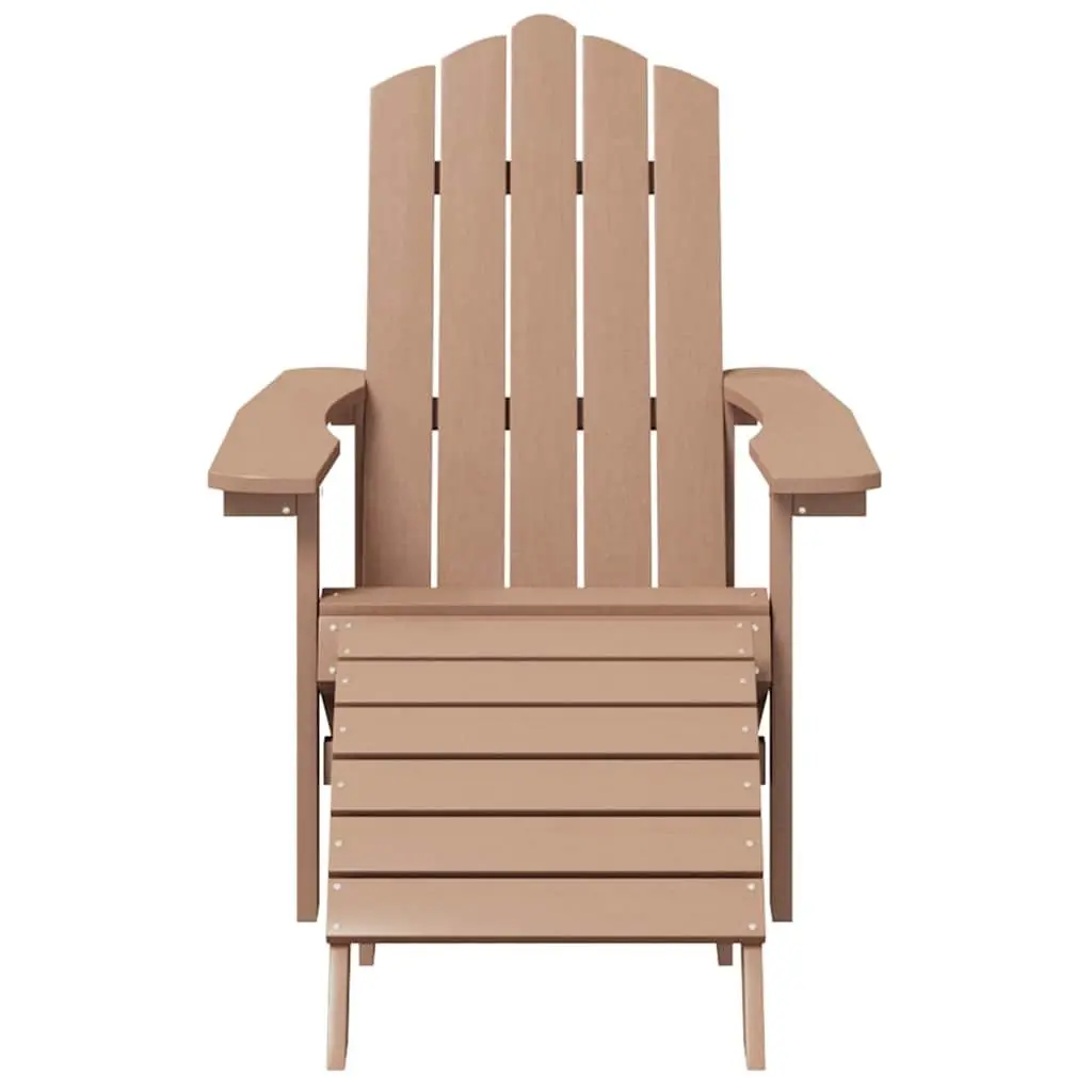 Outdoor Seating Adirondack Chair with Removable Footrest Brown Garden