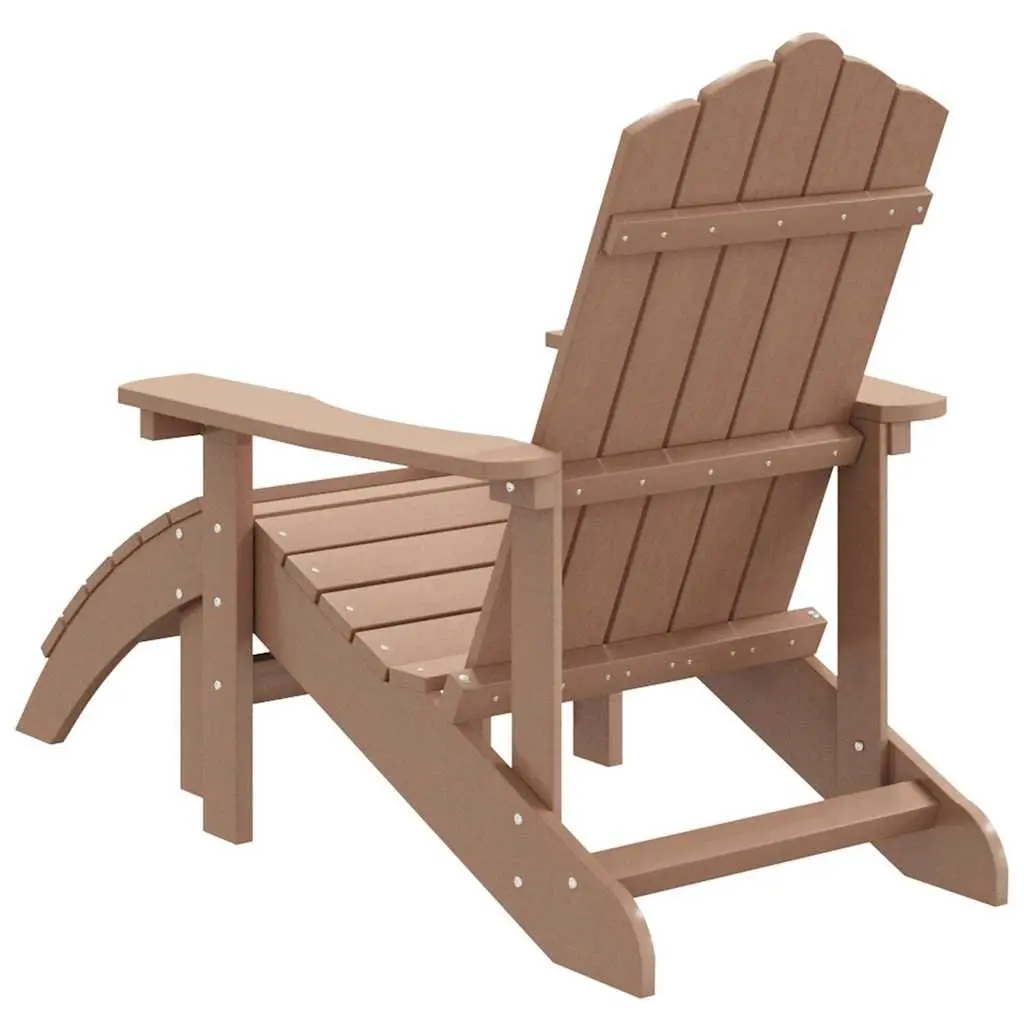 Outdoor Seating Adirondack Chair with Removable Footrest Brown Garden