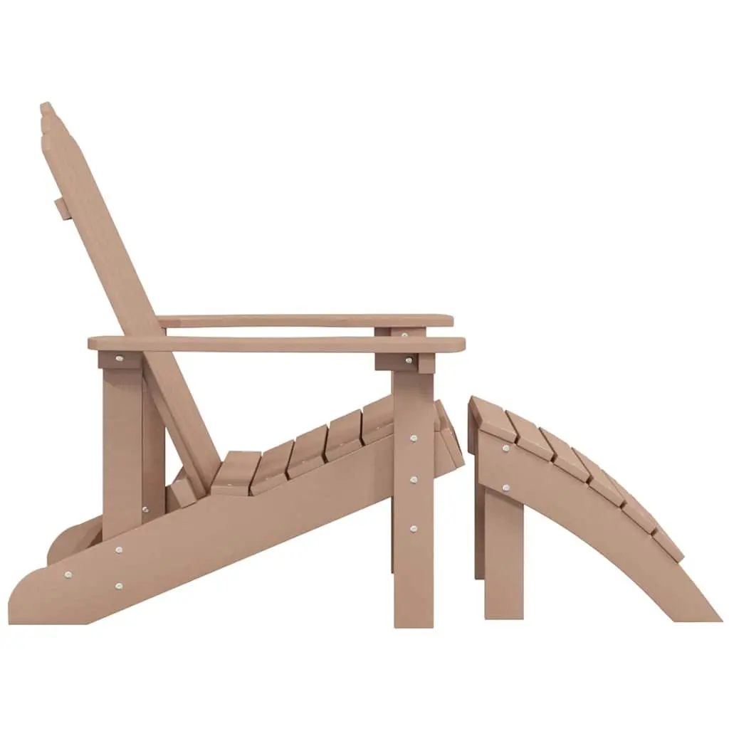 Outdoor Seating Adirondack Chair with Removable Footrest Brown Garden