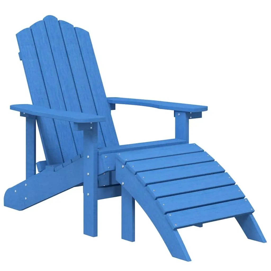 Adirondack Chair with Detachable Footstool Weather-resistant HDPE Blue