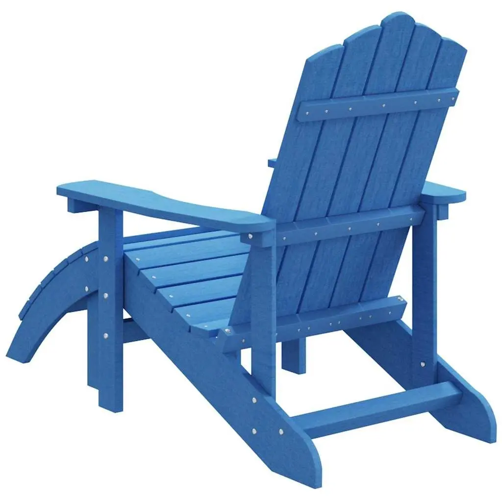 Adirondack Chair with Detachable Footstool Weather-resistant HDPE Blue