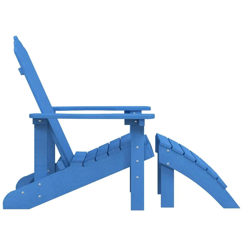 Adirondack Chair with Detachable Footstool Weather-resistant HDPE Blue