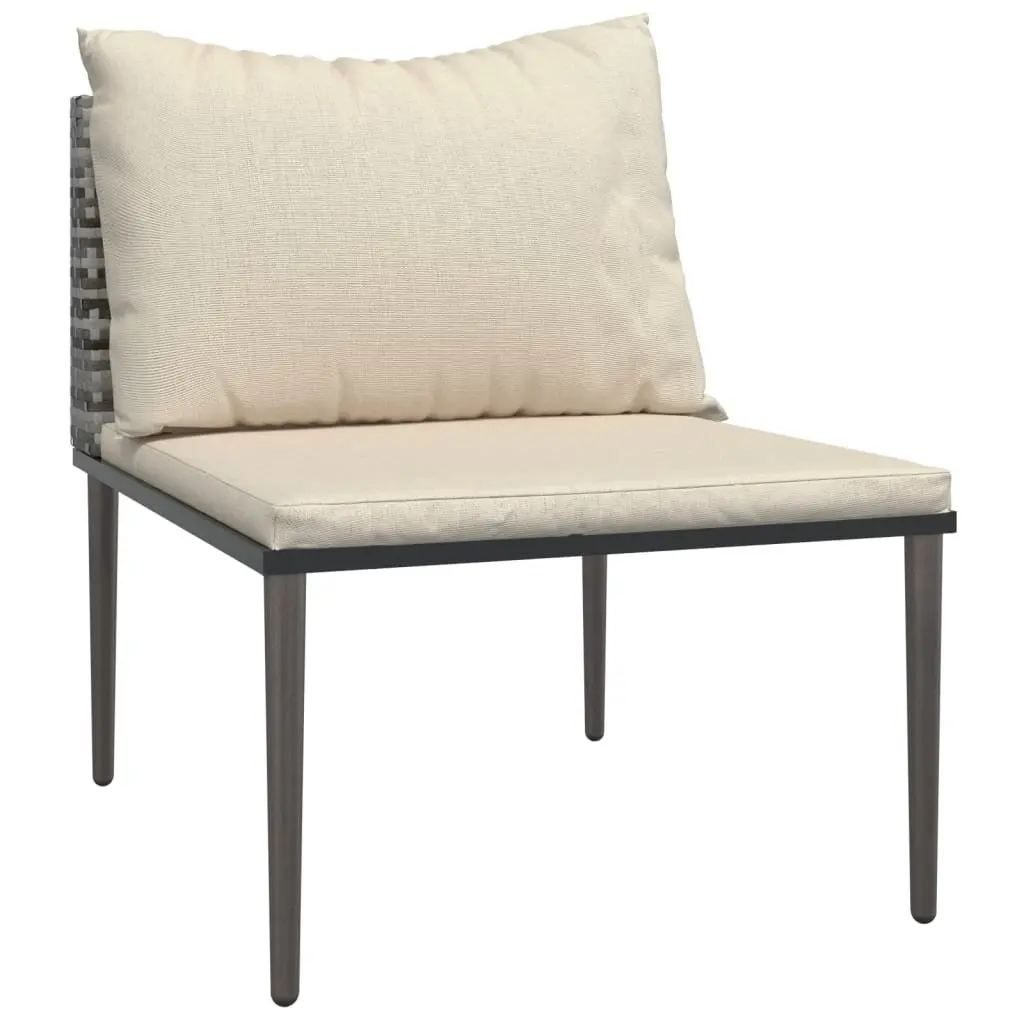 7 Piece Modular Garden Lounge Set Grey PE Rattan with Cushions for Outdoor Comfort