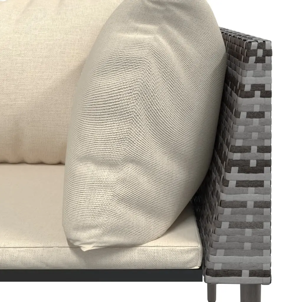 7 Piece Modular Garden Lounge Set Grey PE Rattan with Cushions for Outdoor Comfort