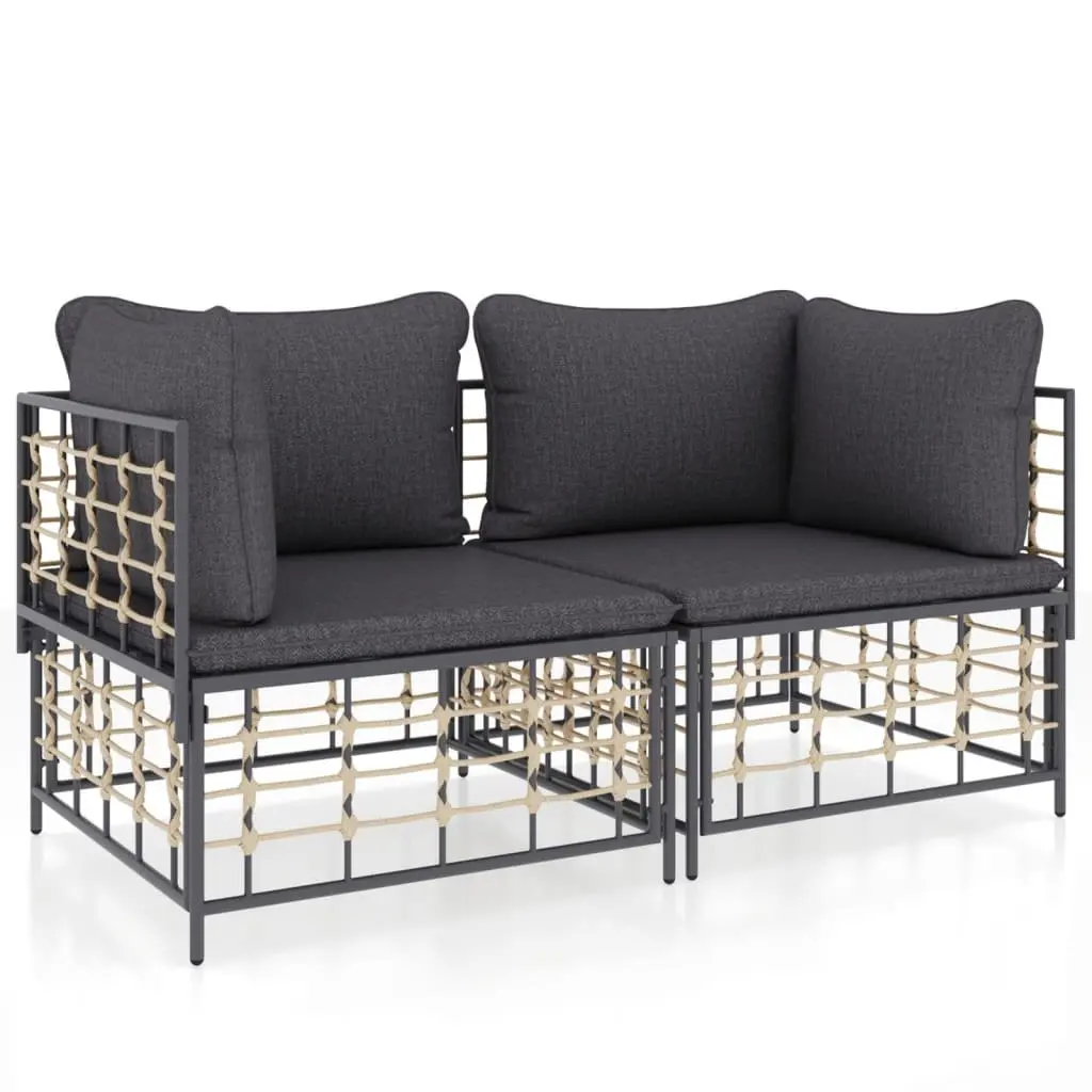 Outdoor Corner Sofa Set 2 pcs Garden Lounge Sectional Seating Cushioned
