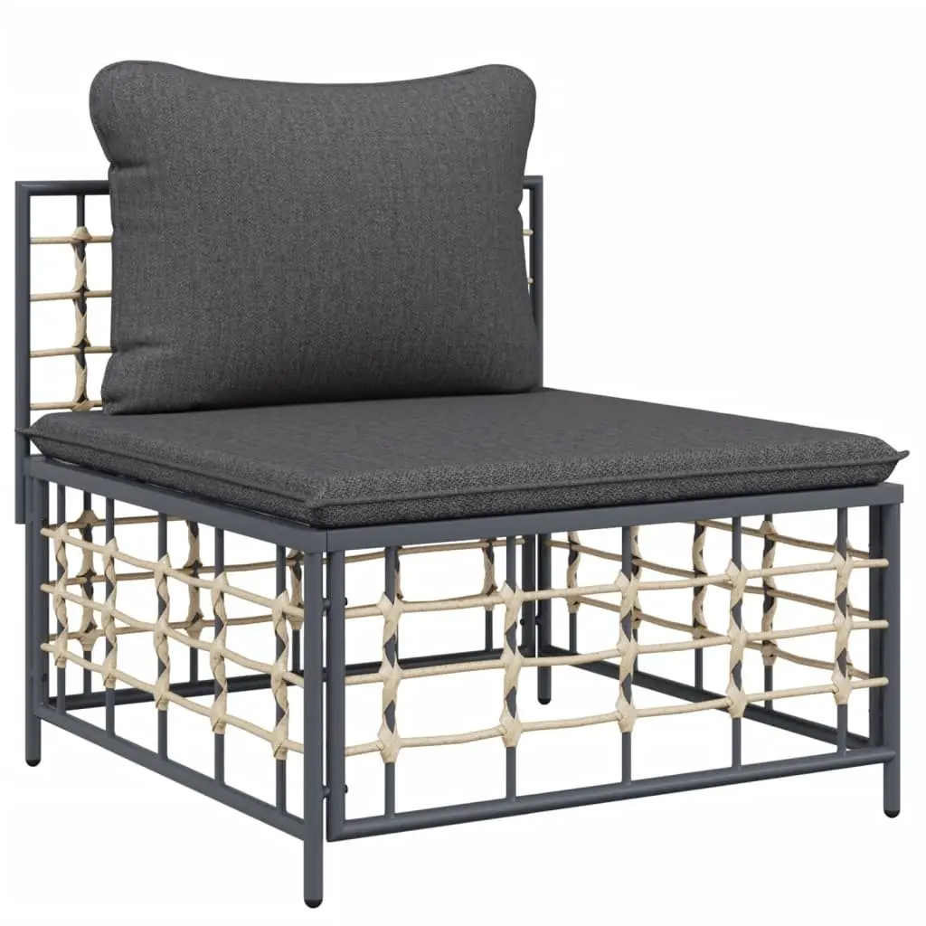 Garden Lounge Set 3 Piece Outdoor Seating Poly Rattan Anthracite with Cushions