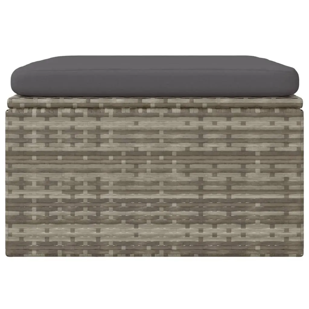 Garden Footrest Ottoman Outdoor Seating Storage Cushion Grey Poly Rattan 55x55x30cm