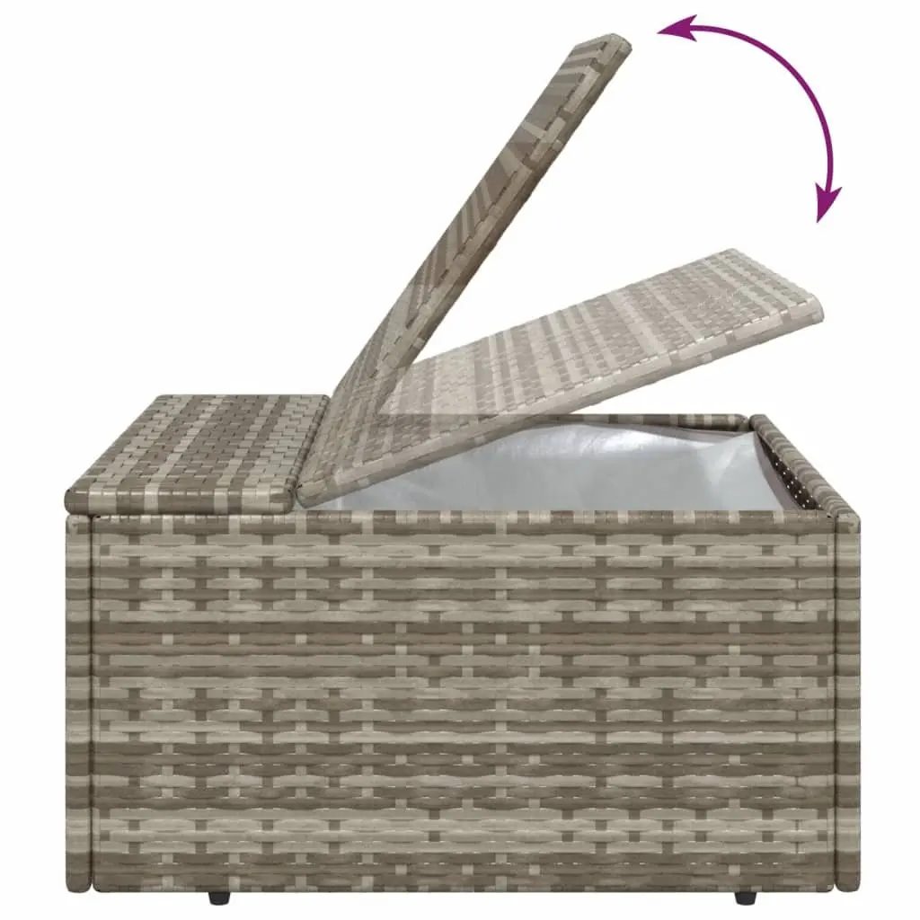 Garden Footrest Ottoman Outdoor Seating Storage Cushion Grey Poly Rattan 55x55x30cm