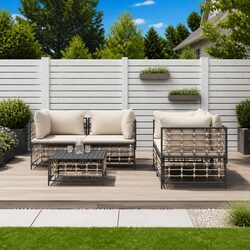 5 Piece Garden Lounge Set Outdoor Seating Furniture with Cushions Anthracite