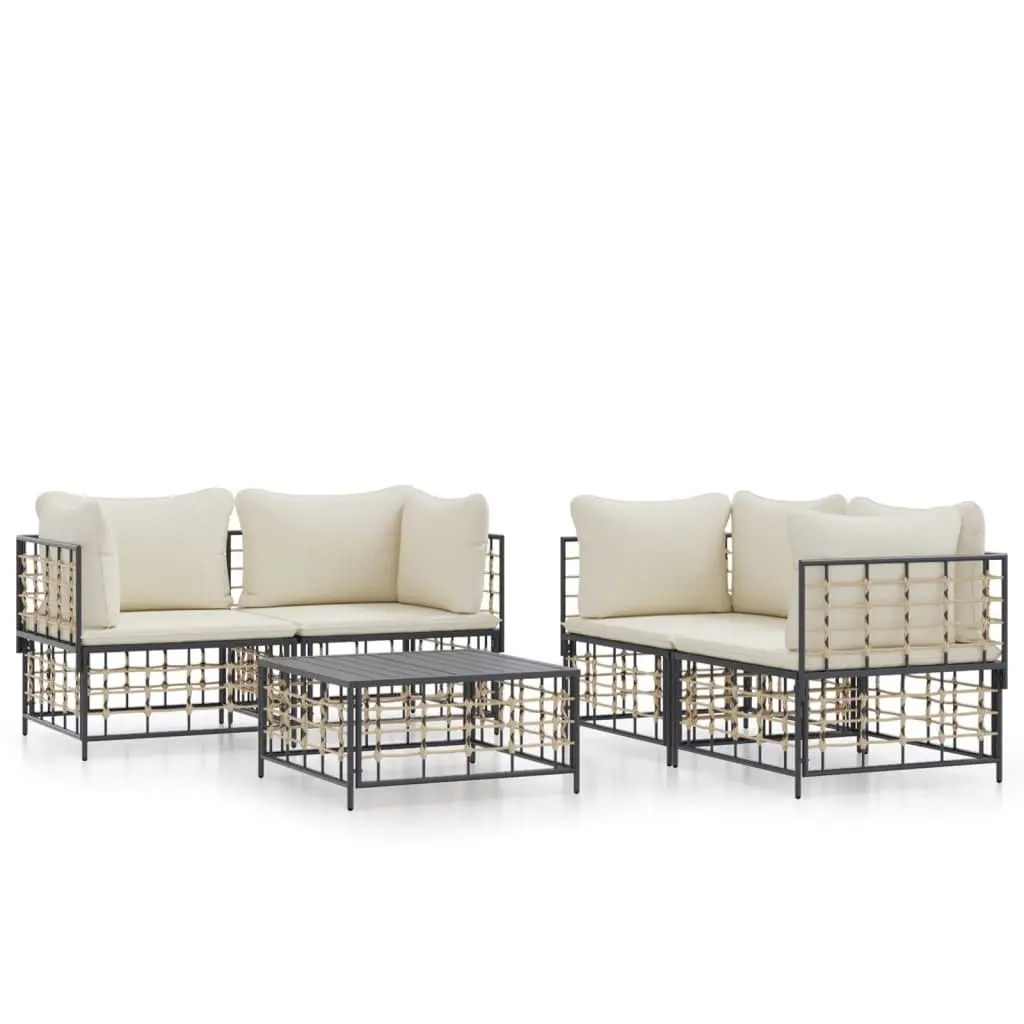 5 Piece Garden Lounge Set Outdoor Seating Furniture with Cushions Anthracite