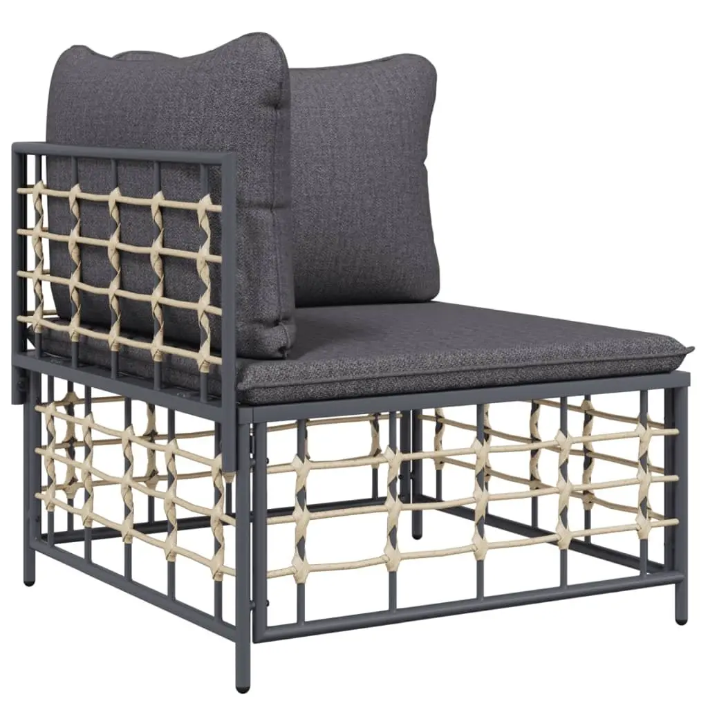 Outdoor Garden Lounge Set Modern Poly Rattan 3 Piece Patio Sofa Seating with Cushions
