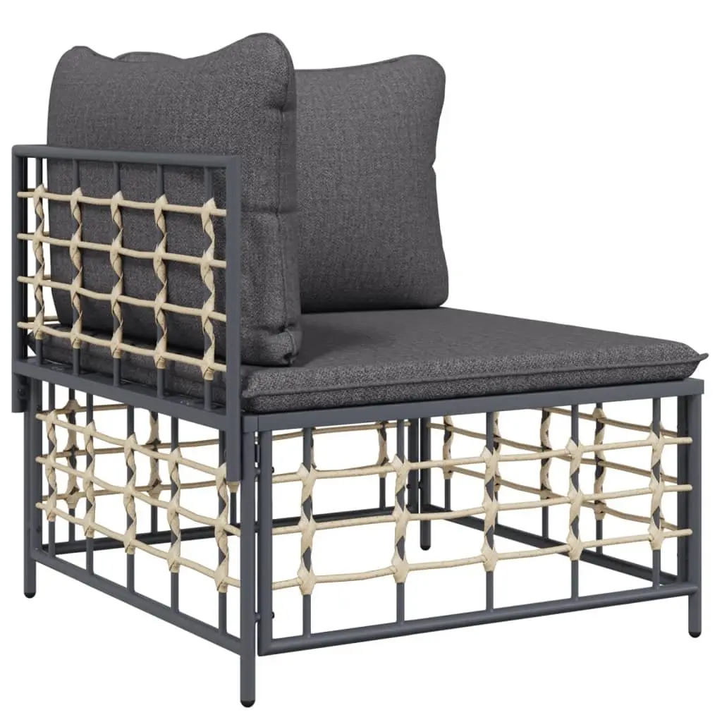 4 Piece Garden Lounge Set Weather-Resistant Poly Rattan with Cushions Anthracite