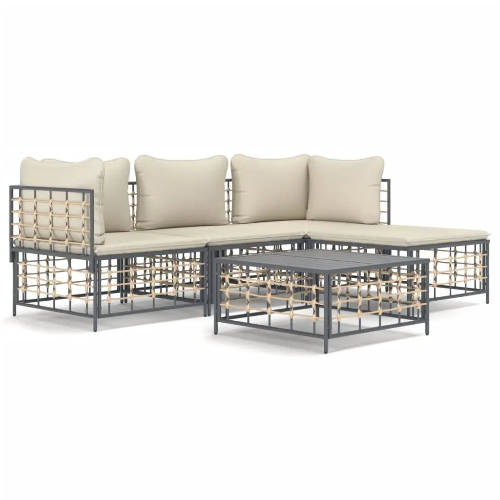 Outdoor Lounge Set 4 Piece Garden Furniture Poly Rattan Sofa with Cushions