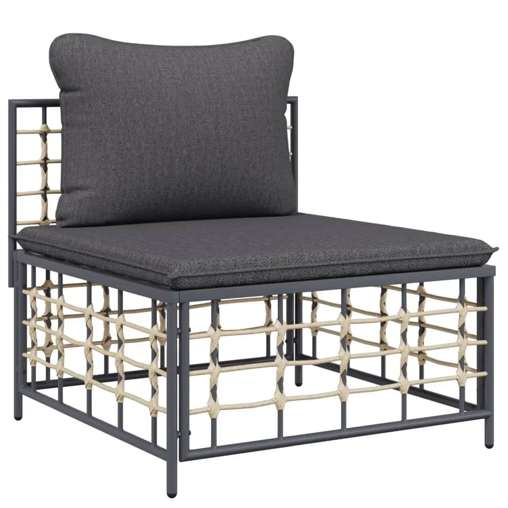 5 Piece Garden Lounge Set Poly Rattan Anthracite with Cushions Coffee Table