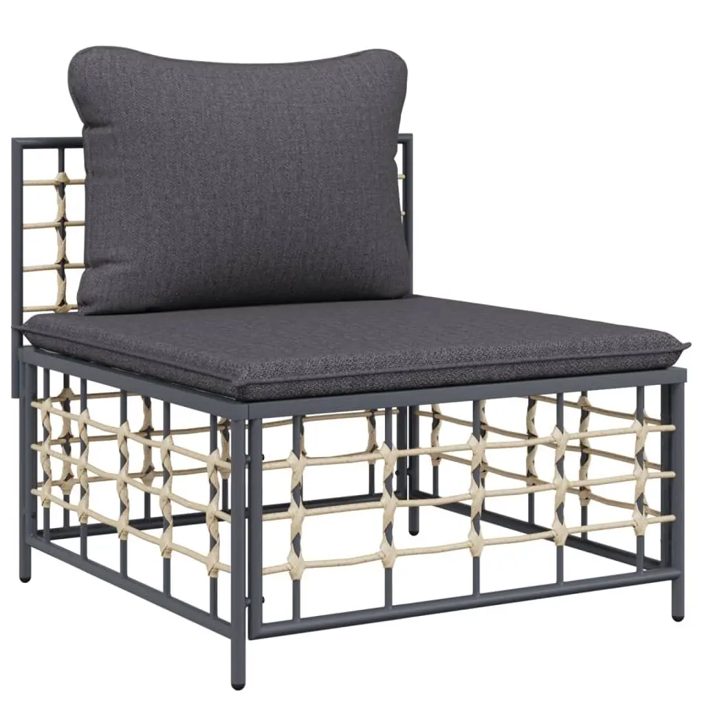 5 Piece Garden Lounge Set Outdoor Sofa Sectional with Cushions Anthracite