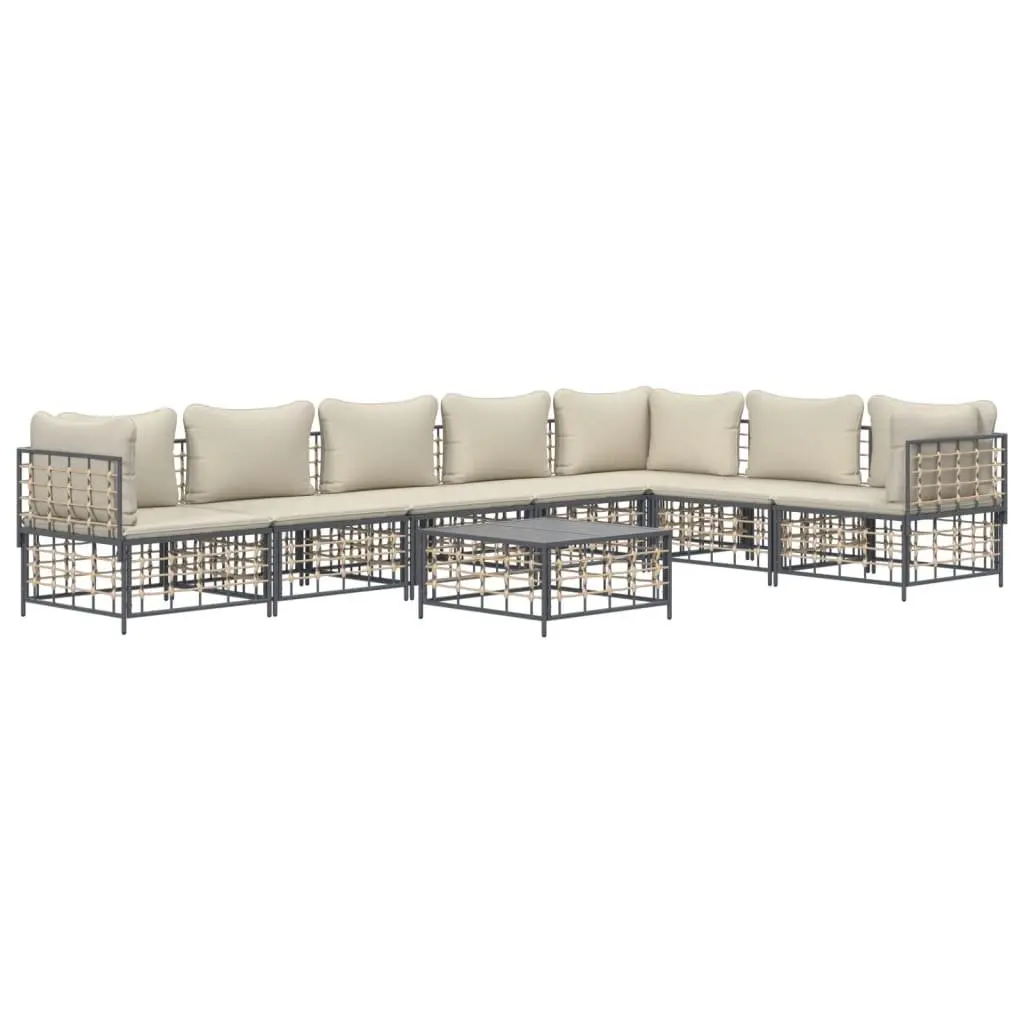 Outdoor Garden Lounge Set Modular Poly Rattan Sofa with Cushions 8 Piece
