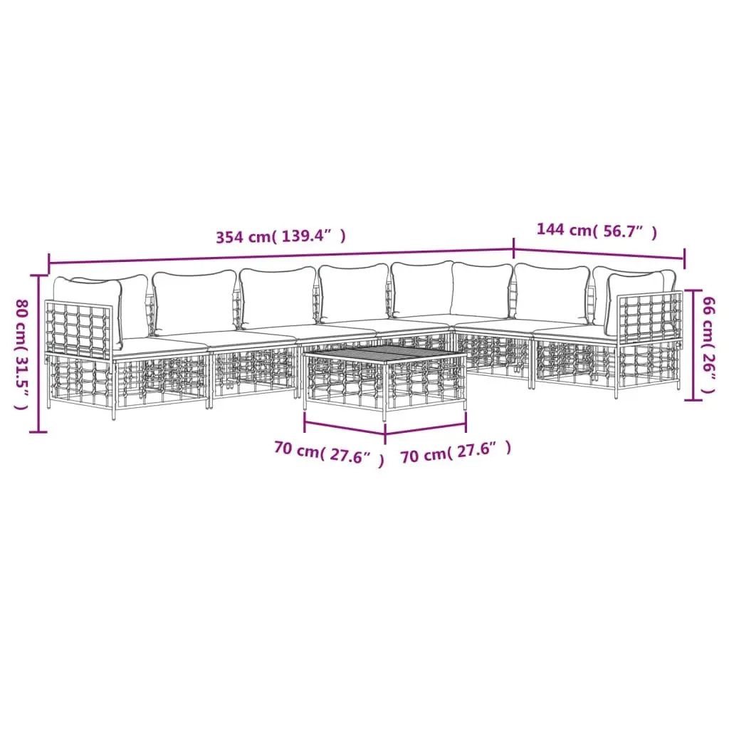 Outdoor Garden Lounge Set Modular Poly Rattan Sofa with Cushions 8 Piece