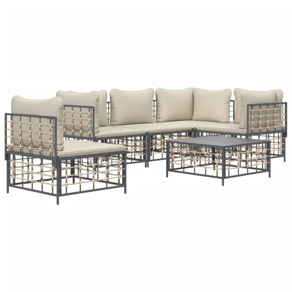 Outdoor Lounge Set 6 Piece Garden Furniture Poly Rattan Anthracite with Cushions