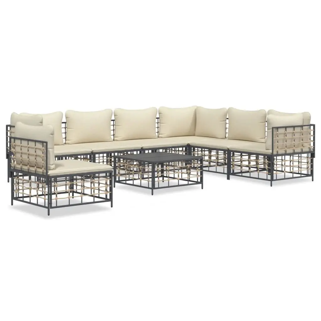 Outdoor Lounge Set 8 Piece Garden Furniture Poly Rattan Sofa with Cushions