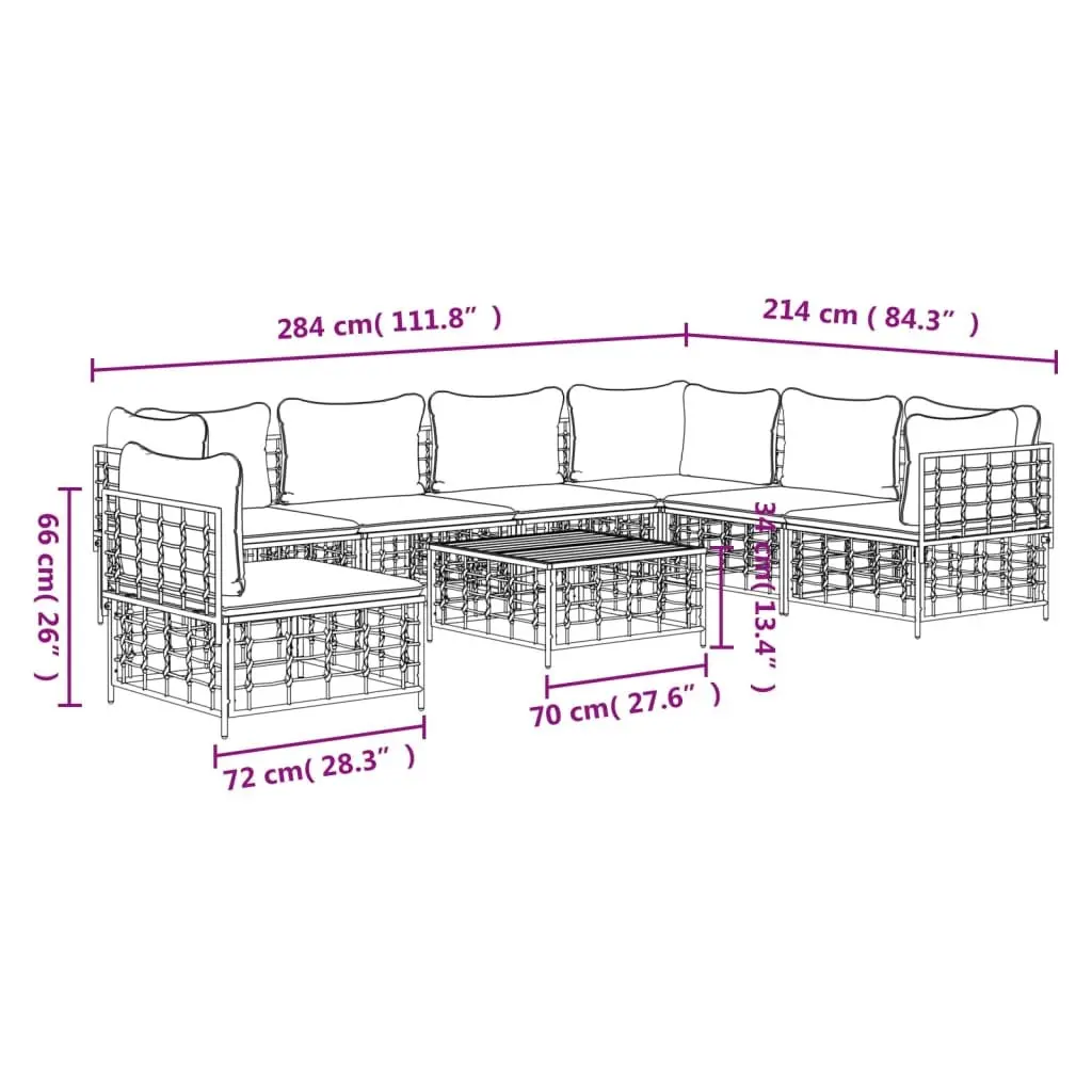 Outdoor Lounge Set 8 Piece Garden Furniture Poly Rattan Sofa with Cushions