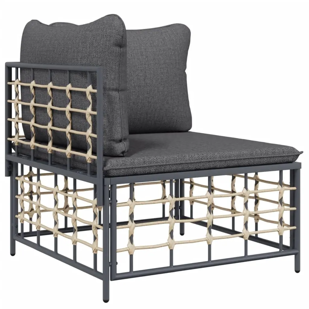 Garden Lounge Set Poly Rattan Anthracite 8 Piece Outdoor Seating with Cushions