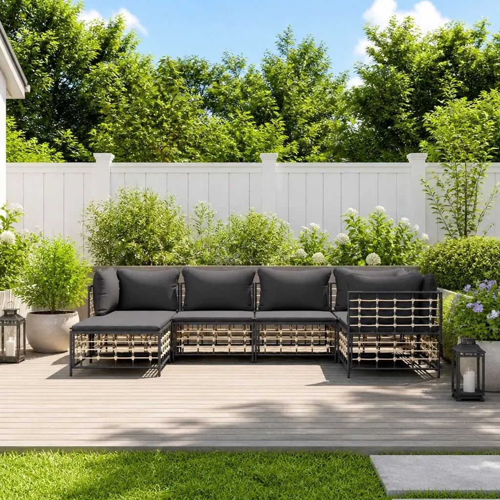 Outdoor Garden Lounge Set Modular Seating 6 Piece with Cushions Anthracite