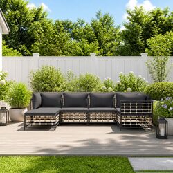 Outdoor Garden Lounge Set 6 Piece Modular Seating with Cushions Anthracite