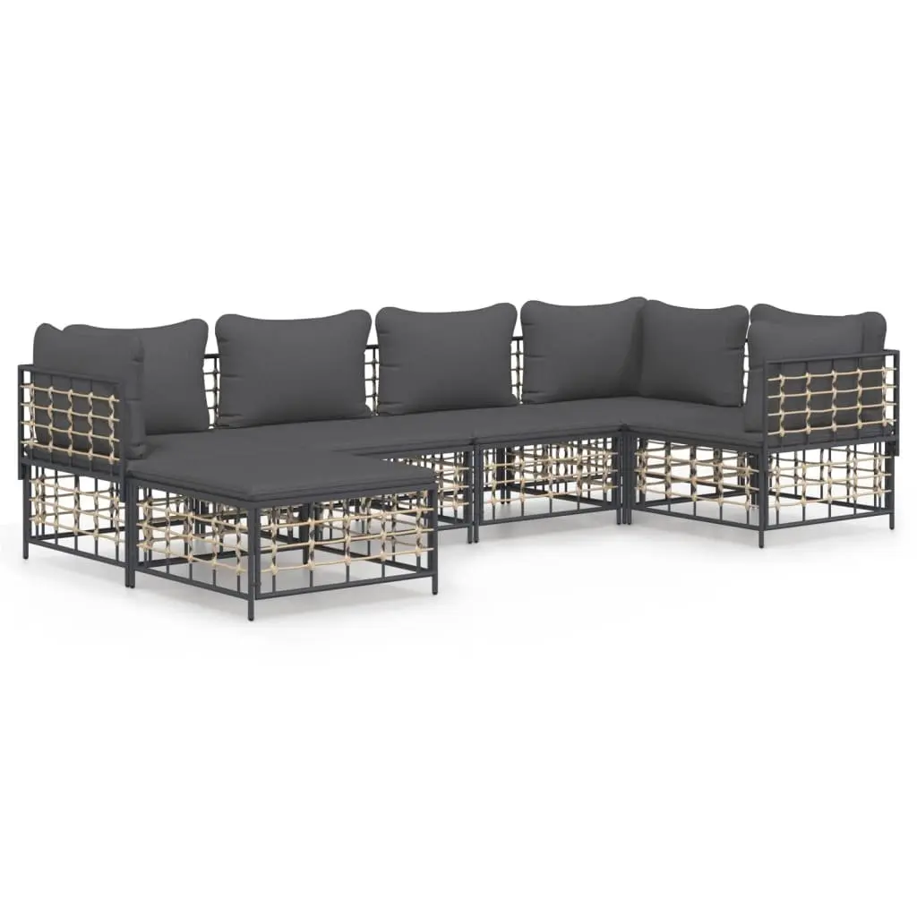 Outdoor Garden Lounge Set Modular Seating 6 Piece with Cushions Anthracite