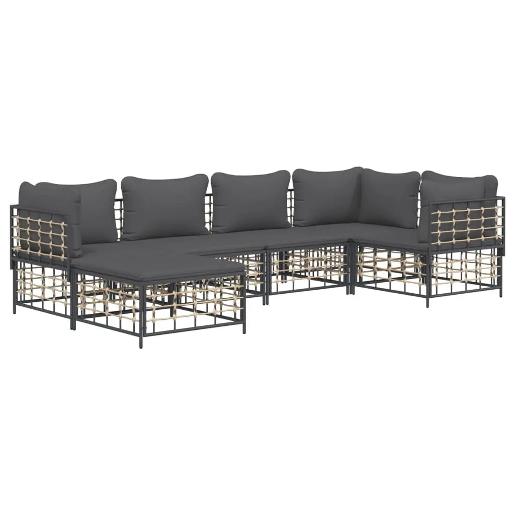 Outdoor Garden Lounge Set Modular Seating 6 Piece with Cushions Anthracite
