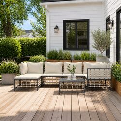 7 Piece Garden Lounge Set Outdoor Sofa Sectional Furniture Anthracite Poly