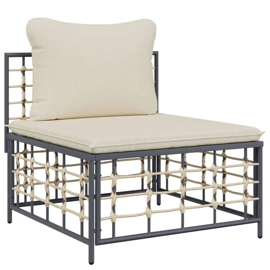 7 Piece Garden Lounge Set Anthracite Poly Rattan Outdoor Seating with Cushions