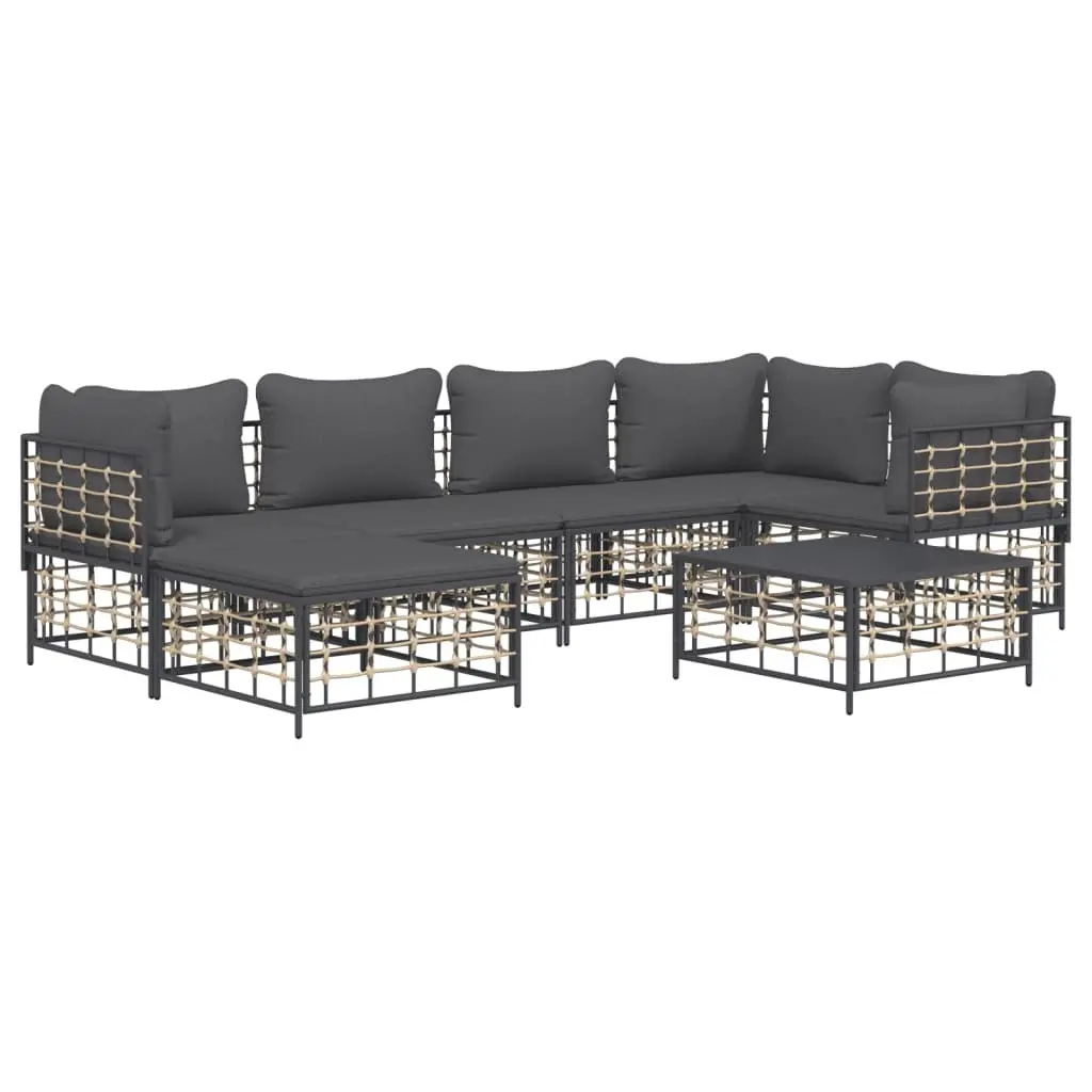 Outdoor Lounge Set 7 Piece Garden Seating Poly Rattan Furniture Anthracite