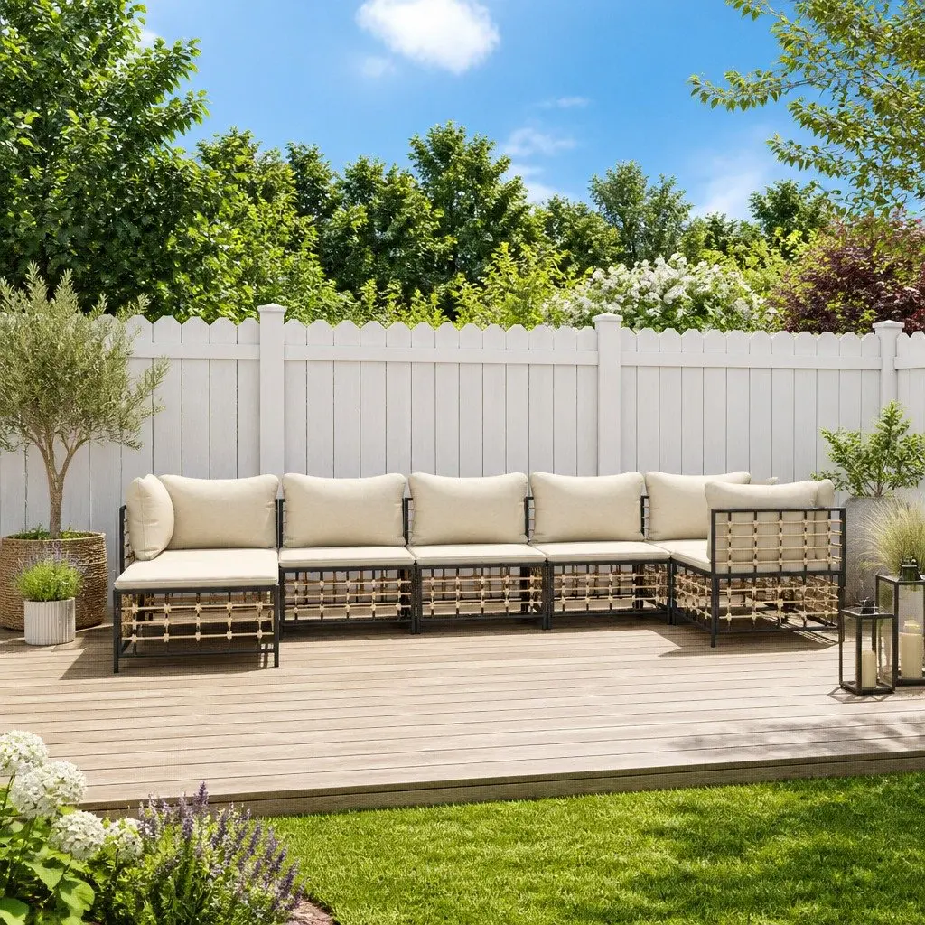Outdoor Sofa Set Modular 7 Piece Anthracite with Cushions for Garden Lounge Sectional