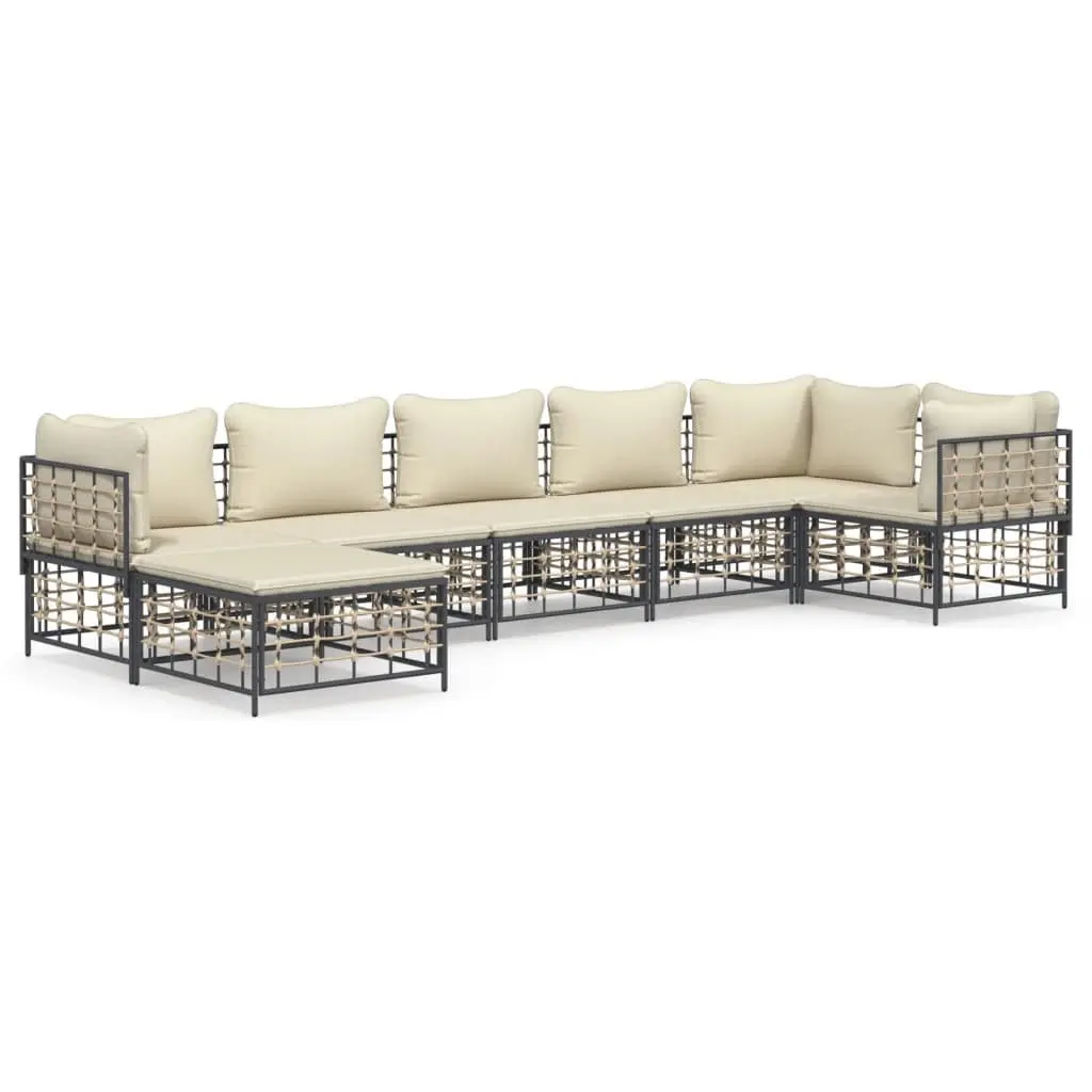 Outdoor Sofa Set Modular 7 Piece Anthracite with Cushions for Garden Lounge Sectional
