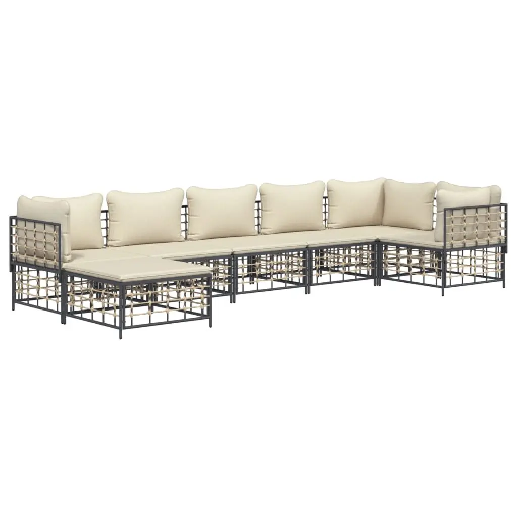 Outdoor Sofa Set Modular 7 Piece Anthracite with Cushions for Garden Lounge Sectional