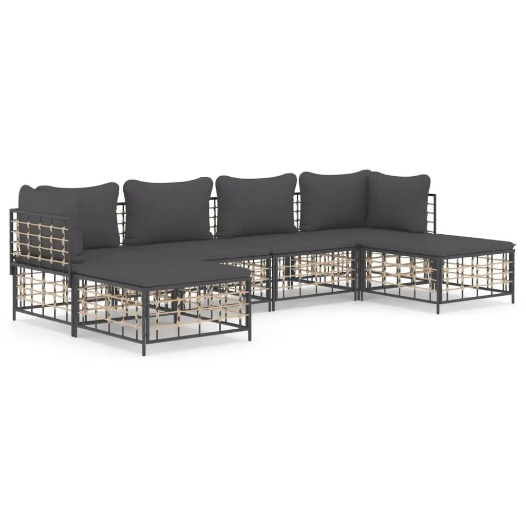 Modular Outdoor Lounge Set 6 Piece Anthracite with Cushions