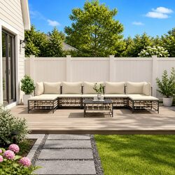 Garden Lounge Set 8 Piece Outdoor Sofa Seating with Cushions Anthracite Rattan