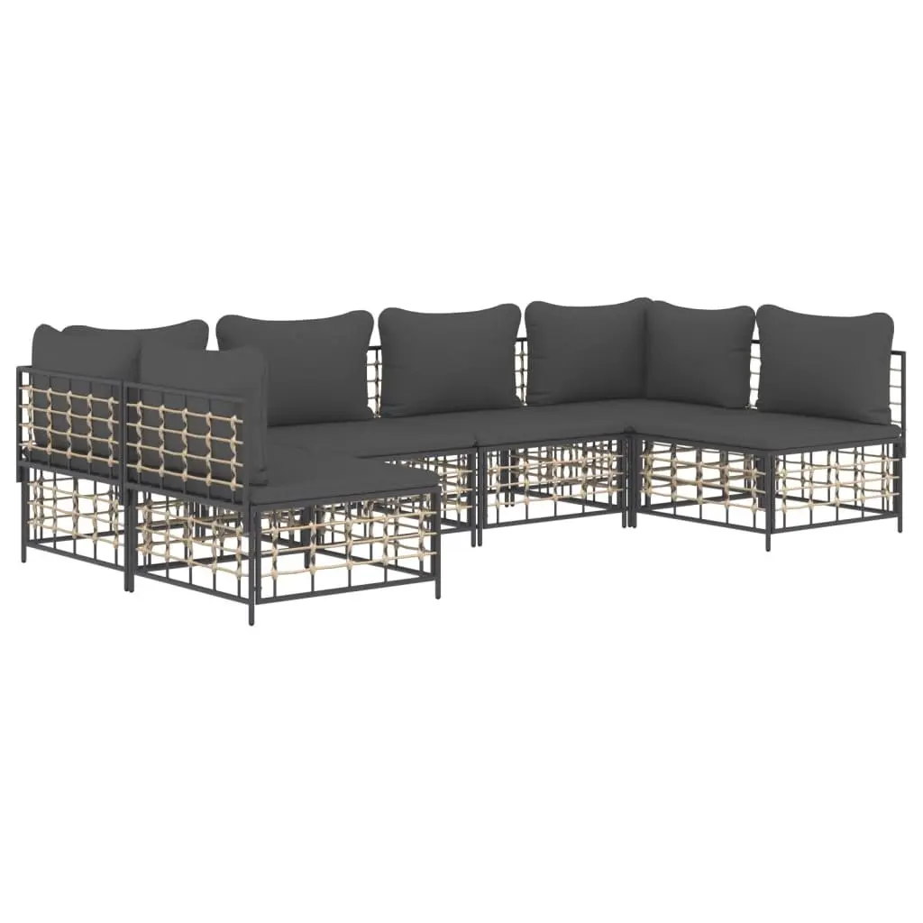Garden Lounge Set 6 Piece Outdoor Seating Poly Rattan Cushions Anthracite