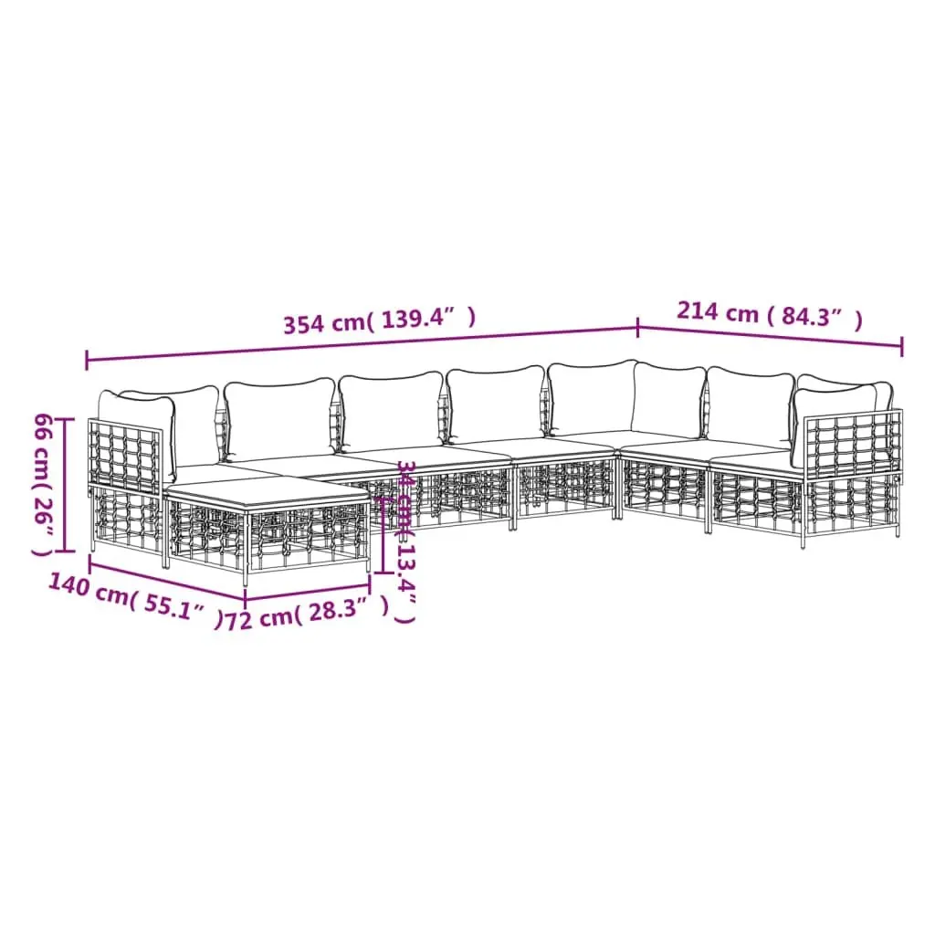 Garden Lounge Set 8 Piece Outdoor Seating Patio Furniture with Cushions