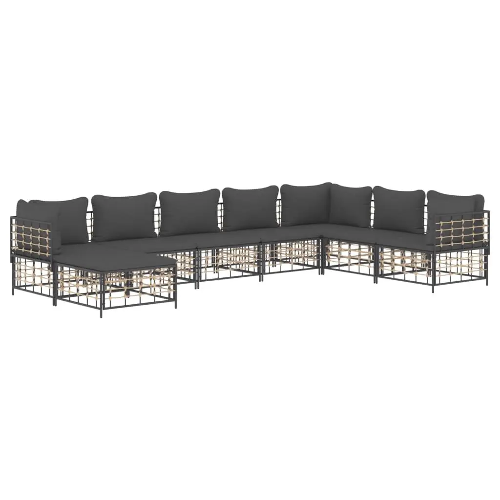 Garden Lounge Set 8 Piece Outdoor Seating Poly Rattan Anthracite with Cushions