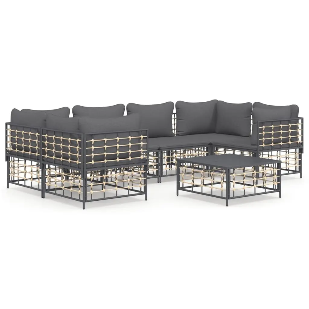 7 Piece Garden Lounge Set Outdoor Sofa Cushions Weather-Resistant Poly Rattan
