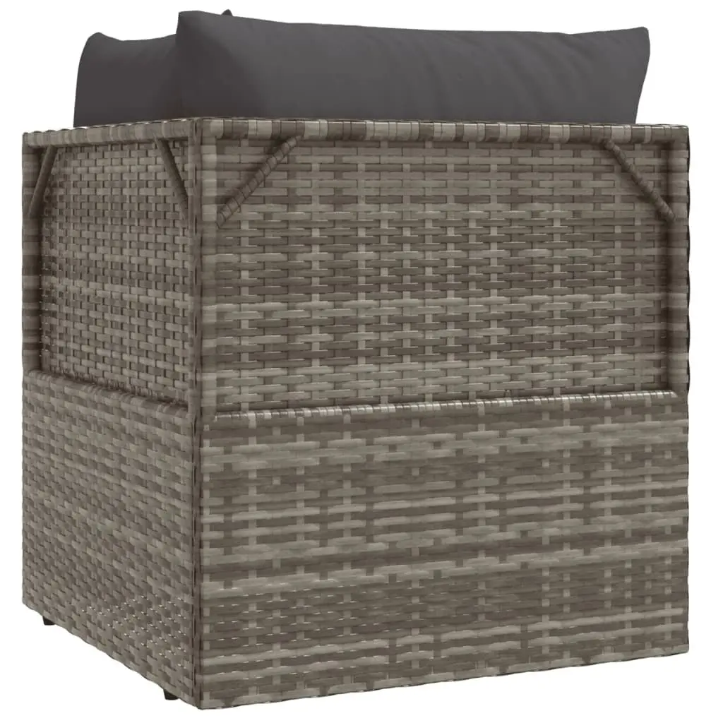 Garden Corner Sofa Grey Poly Rattan Outdoor Seating with Cushions and Storage