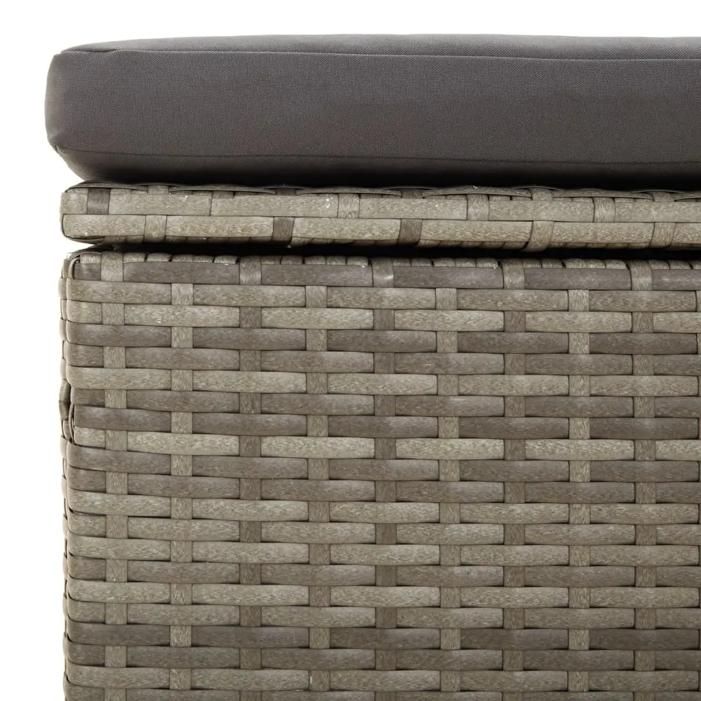 Garden Corner Sofa Grey Poly Rattan Outdoor Seating with Cushions and Storage