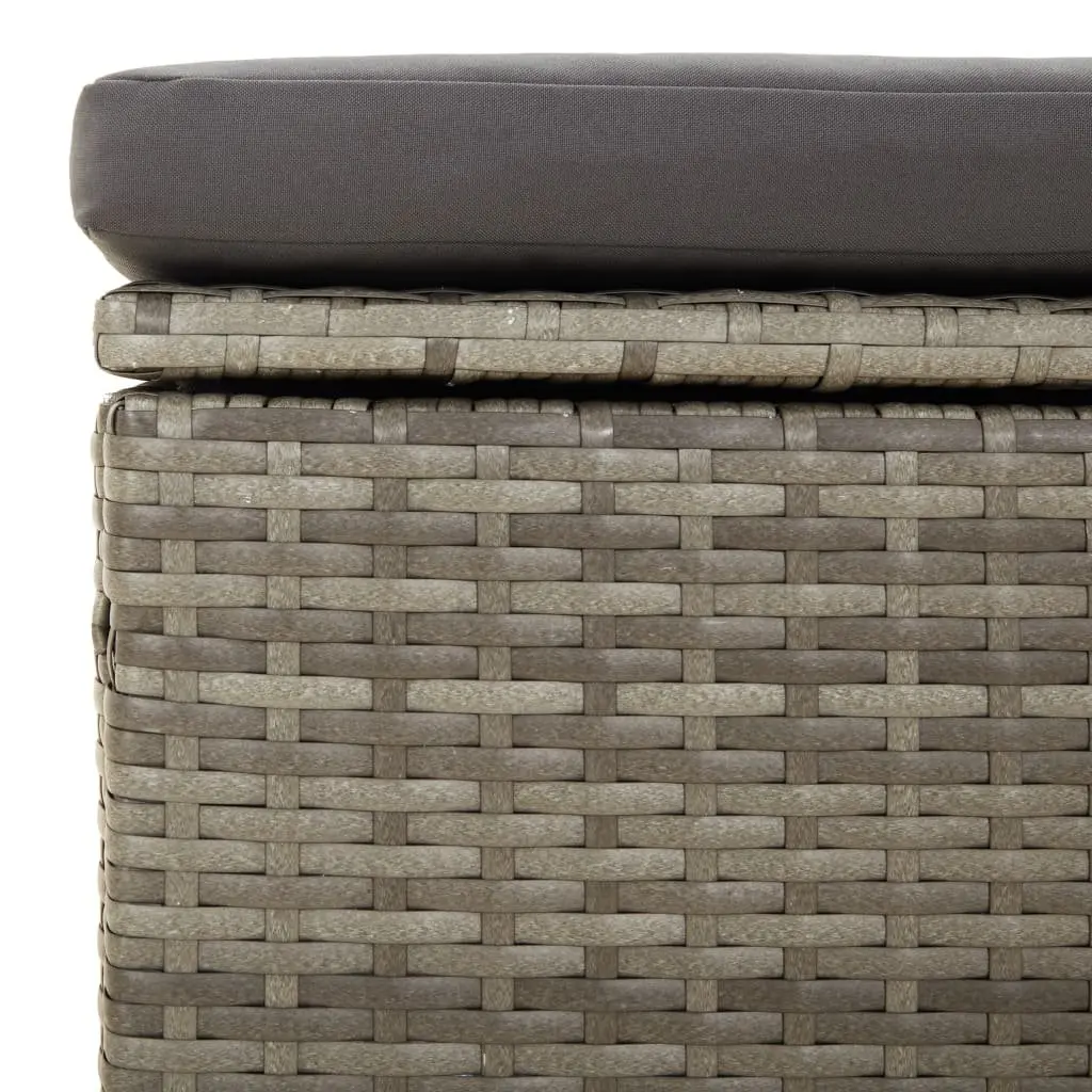 Garden Sofa Outdoor Lounge Couch Grey Poly Rattan 2 Seater with Cushions and Storage