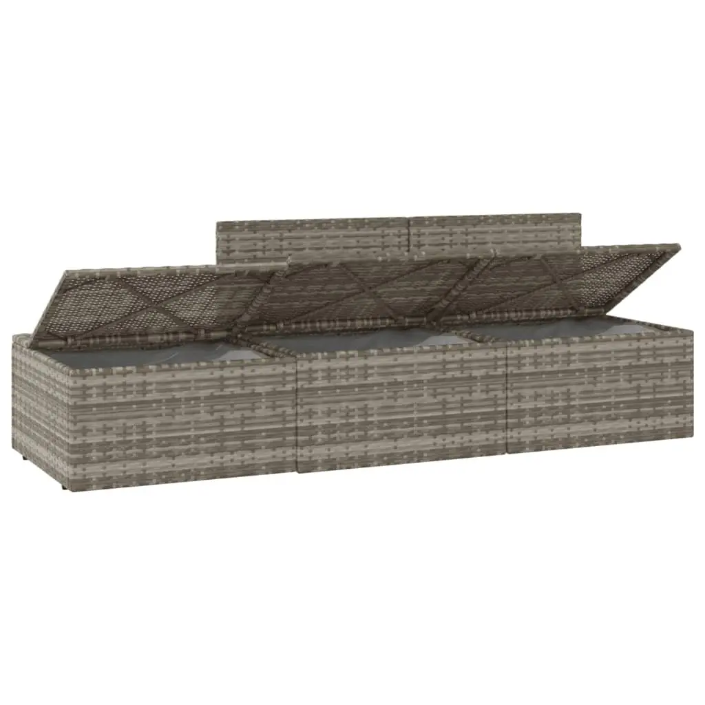 3 Piece Garden Lounge Set with Cushions Grey Poly Rattan Outdoor Seating