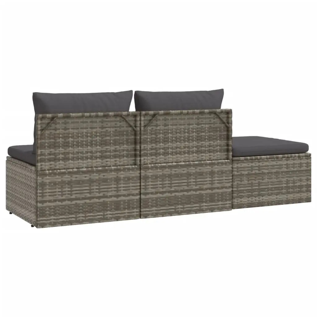 3 Piece Garden Lounge Set with Cushions Grey Poly Rattan Outdoor Seating