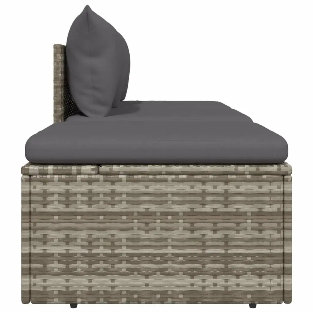 3 Piece Garden Lounge Set with Cushions Grey Poly Rattan Outdoor Seating
