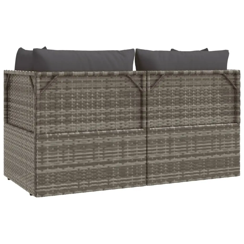 3 Piece Garden Lounge Set Grey Poly Rattan Outdoor Sofa with Cushions