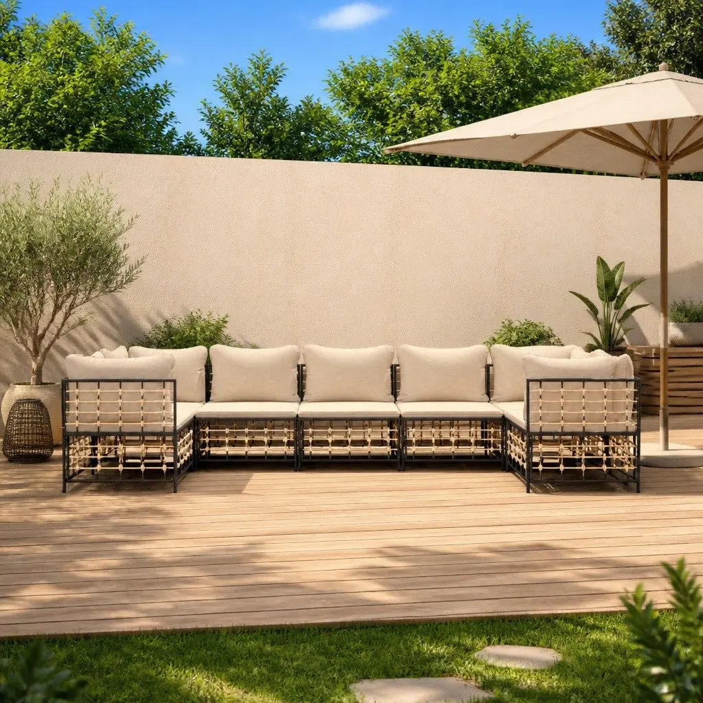 Outdoor Garden Lounge Sofa Set Modular Poly Rattan 7 Piece